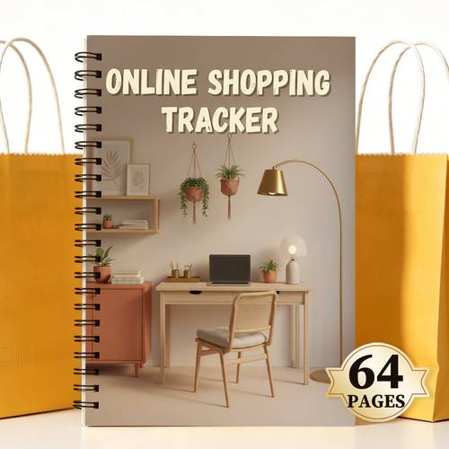 Spiral Bound Online Order , A4 Size 64 Pages, Order Log with Columns, Budget Organizer And Personal Account Book for Recording Purchases And Shipments, Shopping List Planner