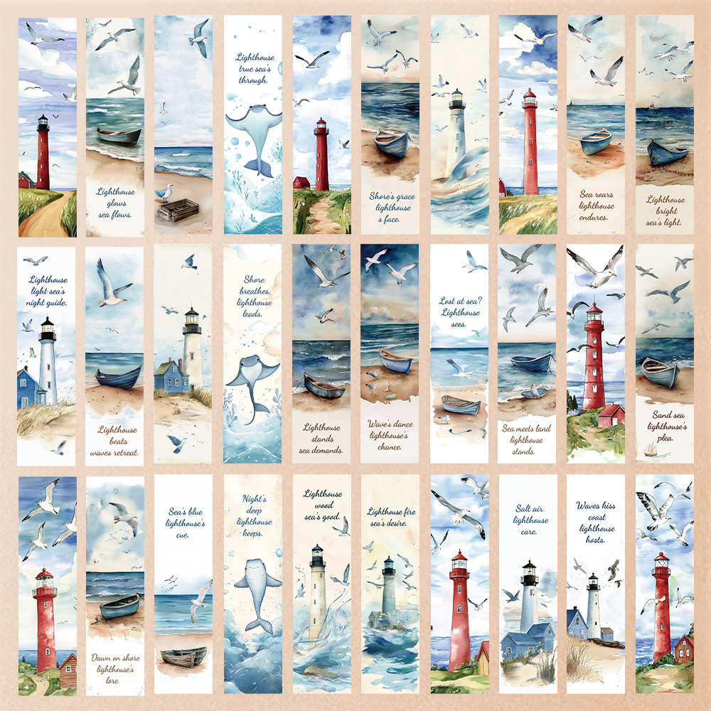 E-shop 32 Stück nautische inspirierende Lesezeichen | - und Küstenzitat-Zitate, mehrfarbige Aquarellpapier-Lesezeichen, perfektes Geschenk für