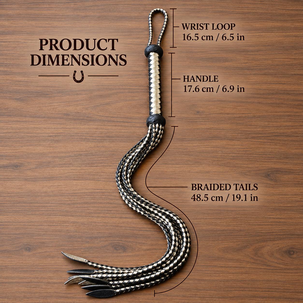 TEMU Handmade Equestrian Whip, Hand-braided Multi-strand Horse Riding Training Whip With Non-slip Handle And Wrist Loop, Durable Riding Equipment