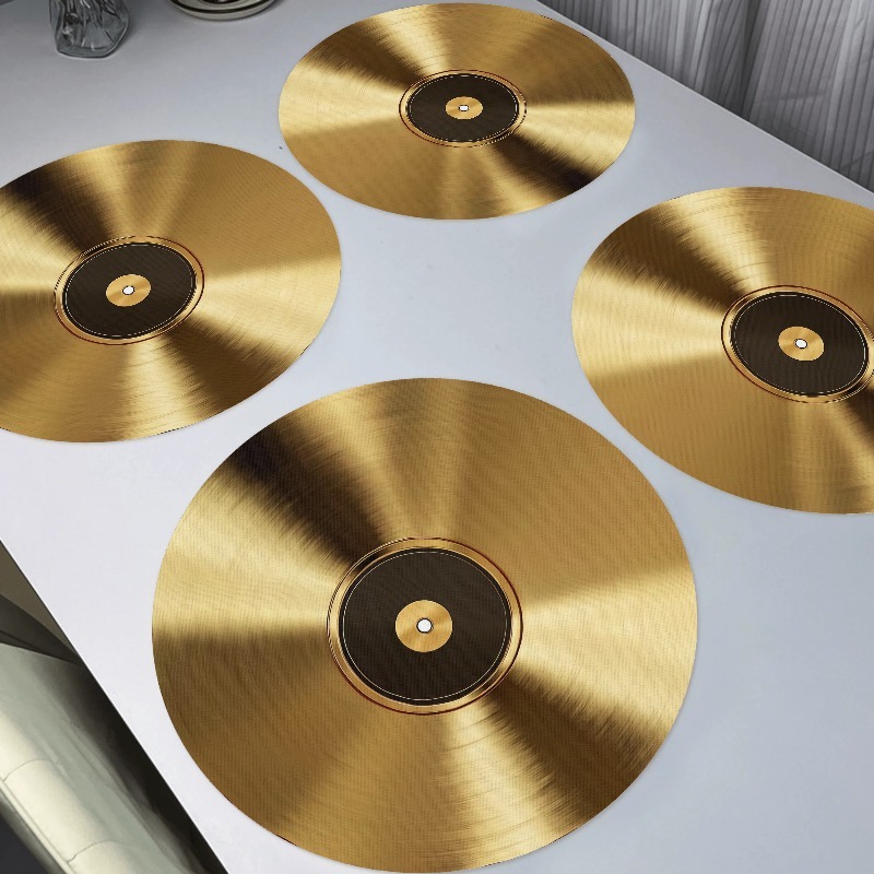 TEMU Set Of 4 Round Placemats Featuring Vinyl 2d Print, Perfect For Seasonal Dining Decorations At Christmas Parties, And Easy To Clean For Kitchen