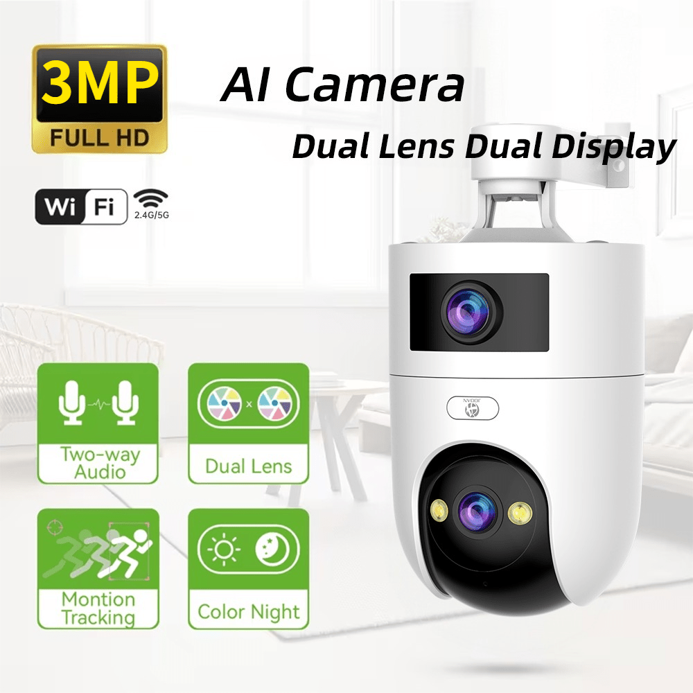 Jooan 3mp Fhd Dual Lens Wifi Camera, 5g Dual Band Wifi And Stable, Intelligent Warning, Ipx6, Day And Night Picture Quality, Intercom, 5x Zoom, Support For Memory Card/cloud Storage, , Holiday Gifts