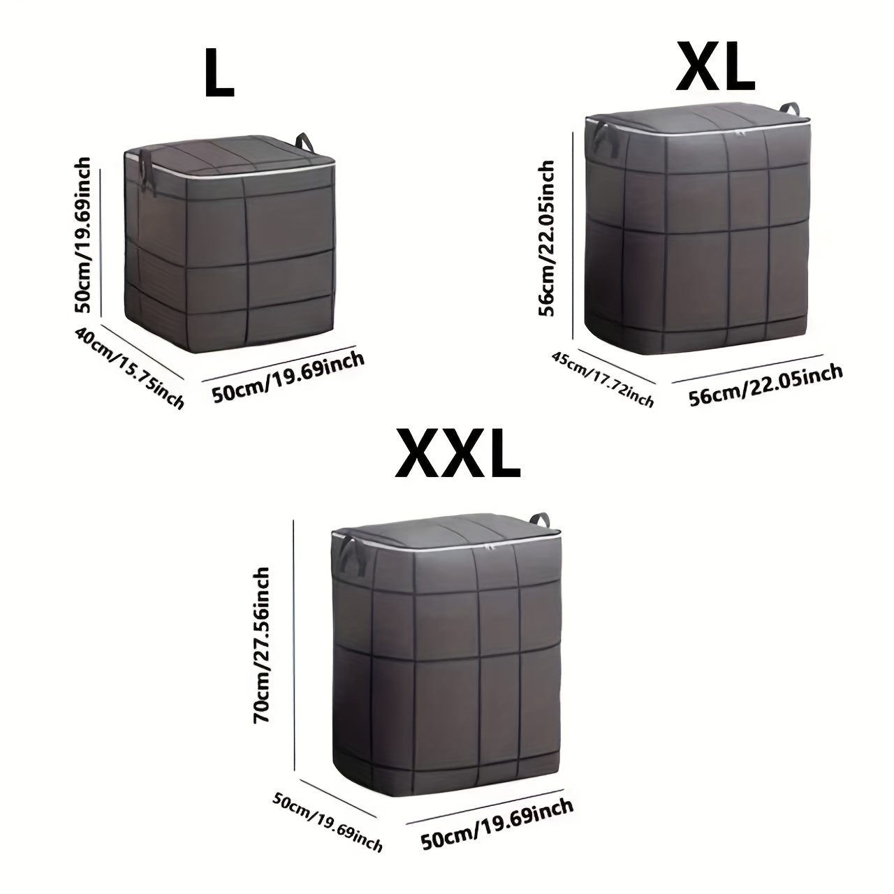 3pcs Foldable Closet Item Storage Boxes with Double Zipper