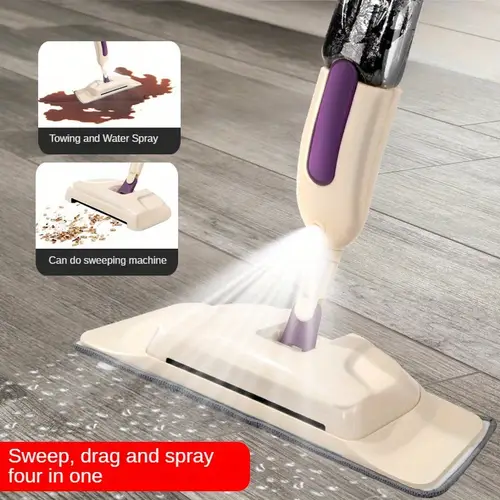 4 in 1 spray mop with built in scraper towel holder multi functional dust absorbing cleaning tool for floors tiles and hardwood sweeping dragging and spraying in cleaning ergonomic grip mop material floor mop