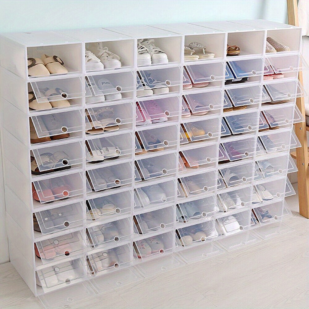 

20pcs Large Plastic Shoe Storage Boxes Drawer Stackable Foldable Organiser Clear 33 * 23 *