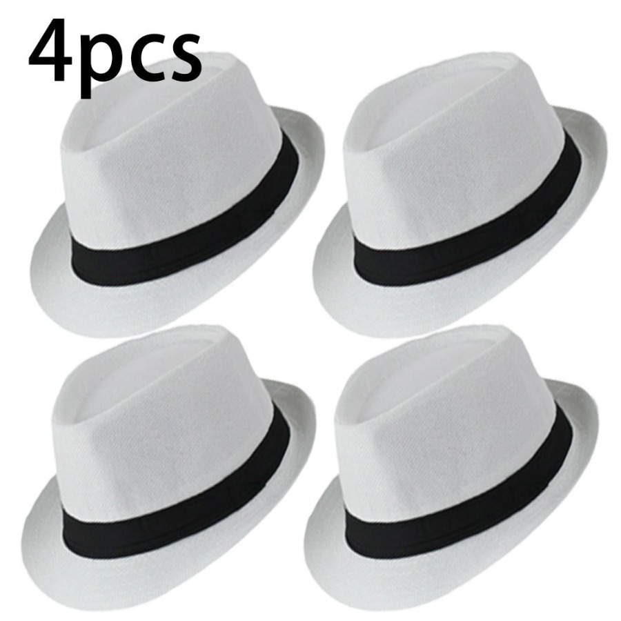 TEMU 4 Classic Solid Color Panama Hats, Lightweight Men's And Women's Casual Hats, Suitable For Daily Leisure And Party Use, Suitable For Summer