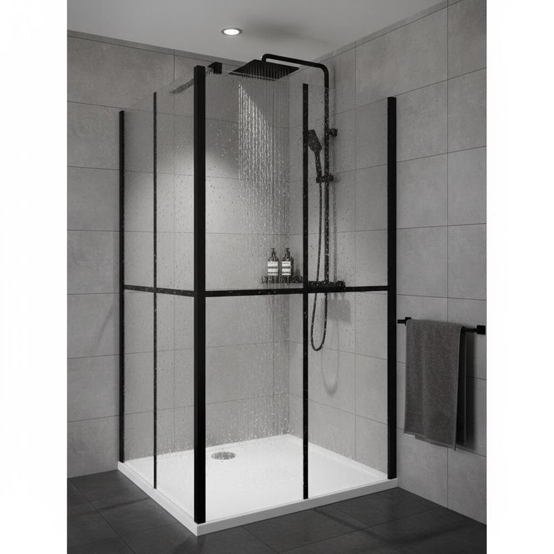 Foldable Shower Screen Esg Black 80x140cm