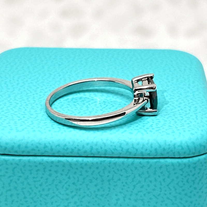 Women's Elegant Princess Cut Black Moissanite Ring in 925 Silver
