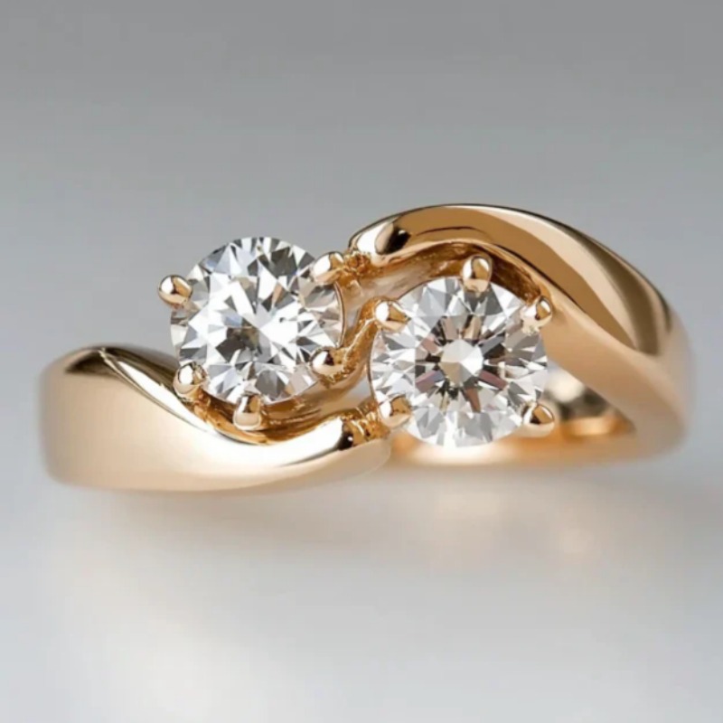 Image of Exquisite Luxury Inlay Shiny Synthetic Zirconia Wedding Rings For Women Daily Party Banquet Trendy Elegant Rings Jewelry Anniversary Gifts