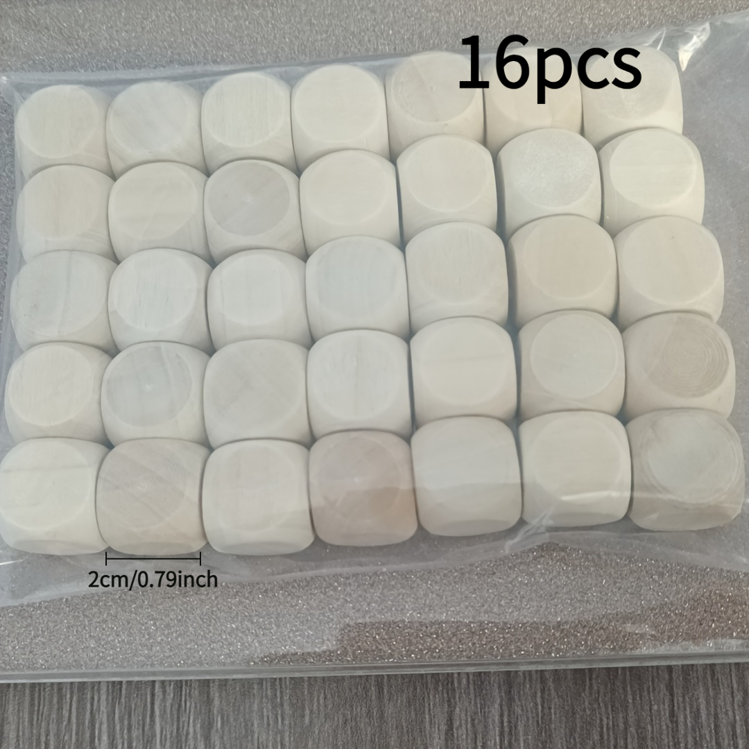 16/24-pack Wooden Blank Dice Set For Diy Creative Image And Pattern Carving - Suitable For Thanksgiving, Christmas, New Year Celebration Gifts