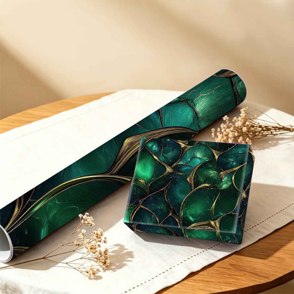 1 Roll, 2d 19.69x118.11in Luxury Emerald Green Texture Wrapping Paper, Ideal For Birthday Gift Boxes, Bridesmaid Gifts, Holiday Gift Wrapping, Scrapbooking Materials, Gift Bag, Desktop Decoration