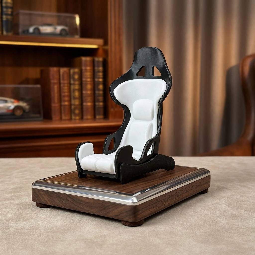 TEMU Racing Seat Shaped Phone Holder, Desk Phone Stand, Gaming, Video Watching, And Universal Desktop Smartphone Stand For Office Use