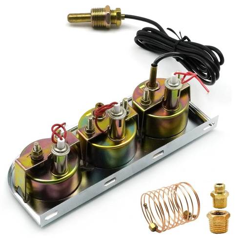 2 52mm chrome triple gauge set 12v dccar triple gauge kit temperature temp gauge ammeter gauge set
