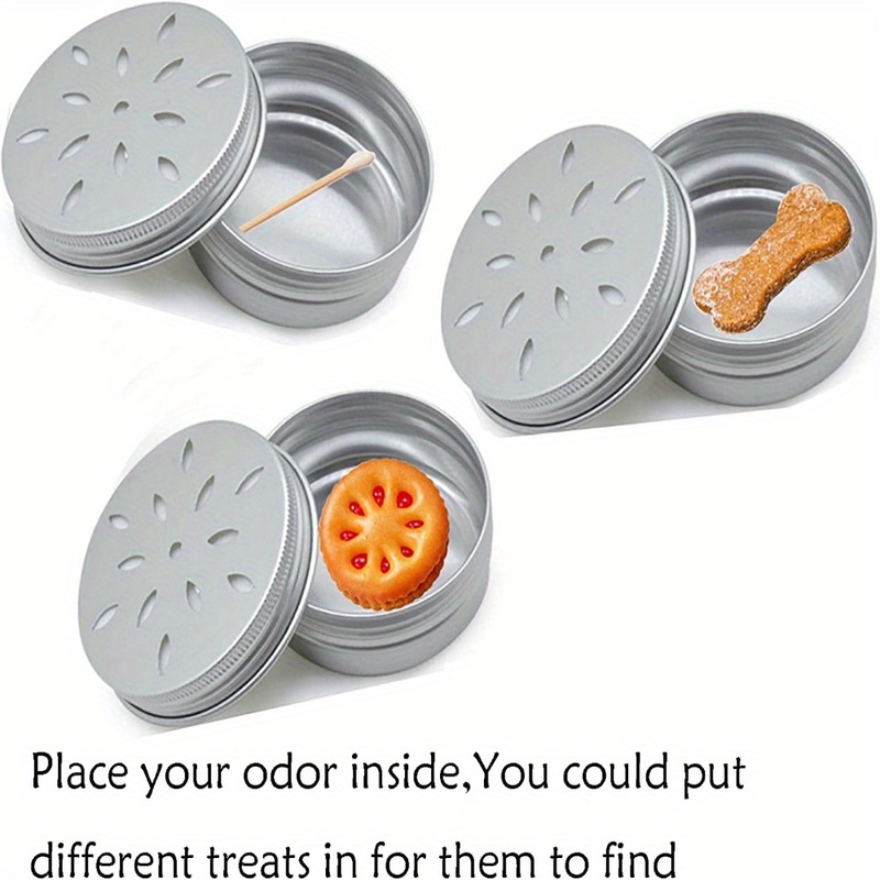 TEMU 3pcs Dog Odor Training Canisters, Metal Aluminum Pet Scent Containers For Dog Sniffing Training, Jumping Training, And Behavioral Aid, Batteries