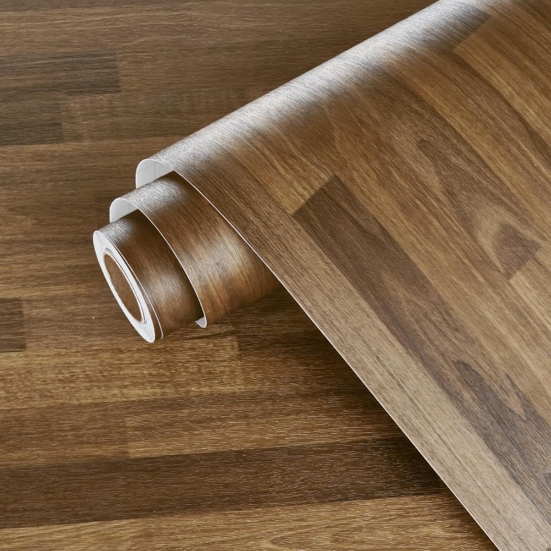 Image of 1 Roll Of 1/3/5m Spliced Retro Wood Grain Floor Stickers, Easy To Peel Off And Paste Vinyl Wall Stickers And Floor Stickers, Suitable For Restaurant Bedroom Background Wall, Decorative Wallpaper