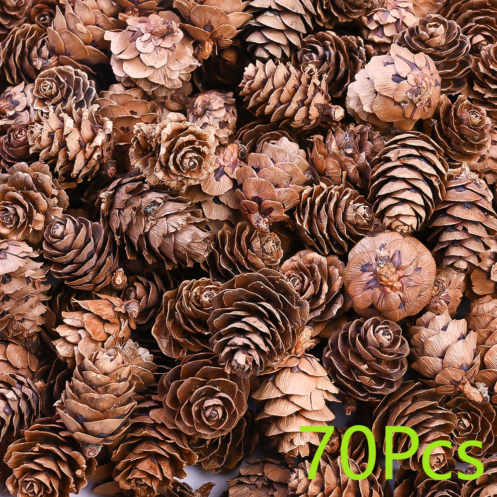 Image of 70pcs 2-3cm Wood Christmas Pine Cones Decorations Mini Pine Cones Christmas Decorations For Festive Scenes And Party Arrangements Retro Style Christmas Decorations