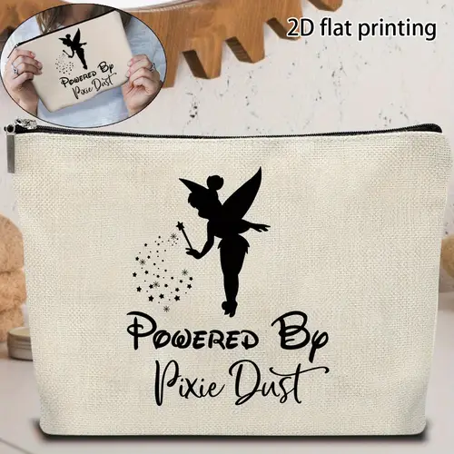 1pc inspired storage bag lightweight travel toiletry organizer with dust design durable synthetic fiber cosmetic bag for daily perfect gift for friends teachers r handbag whimsical design fairythemed zipper closure 2d flat