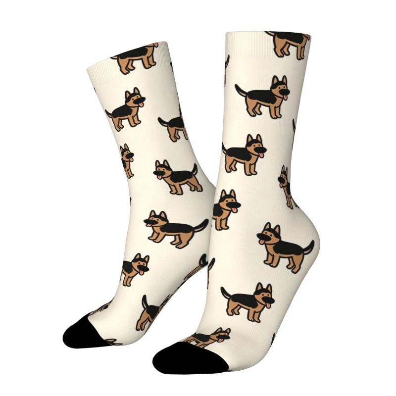 TEMU A Unisex Pair Of Spring/summer Outdoor Socks With A German Shepherd Cartoon Print Design, Machine Washable, Suitable For Outdoor Sports