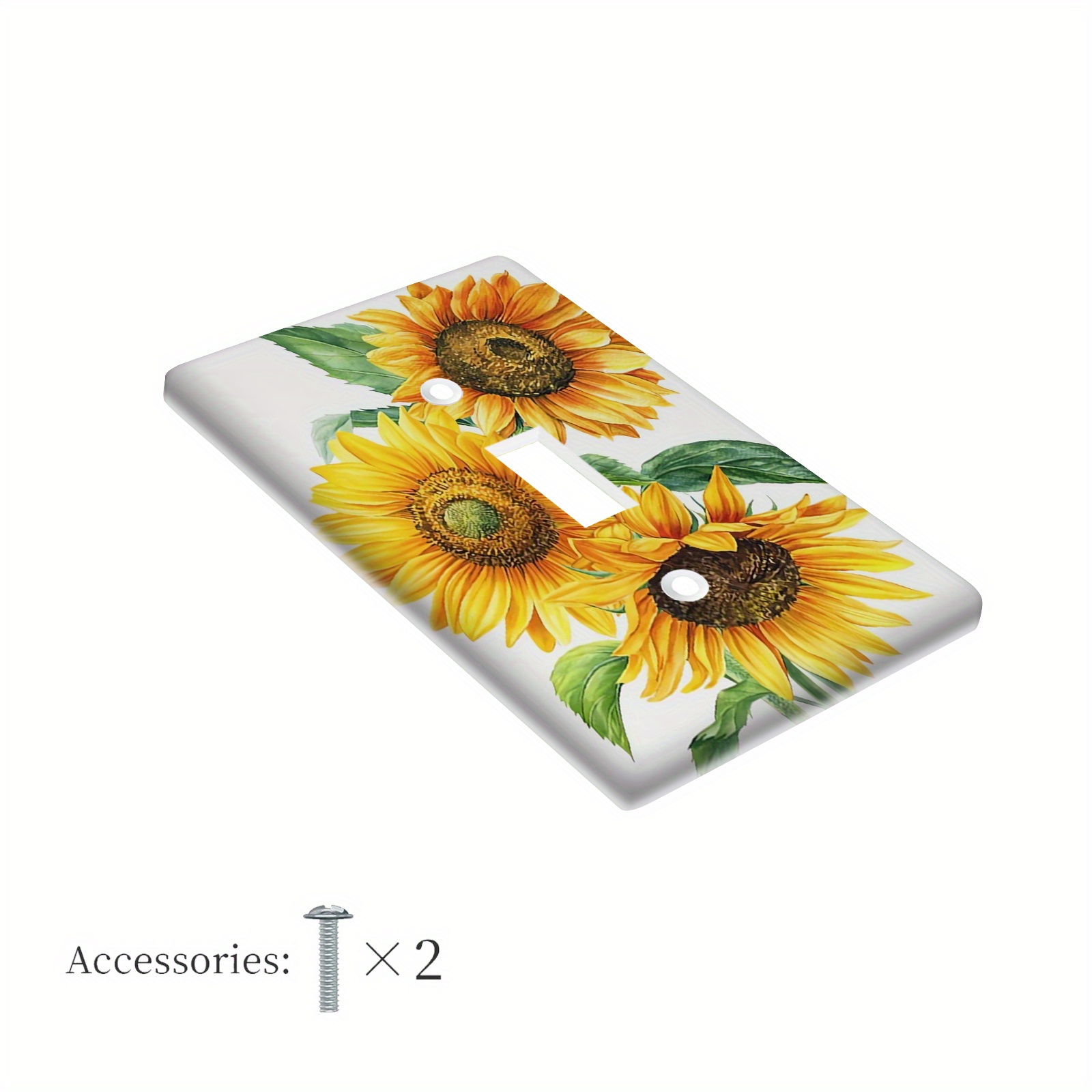 TEMU 1pc 1gang/2gang Watercolor Sunflowers Print Light For Switch Plate Cover Plastic Wall Plates Small Light For Switch Covers
