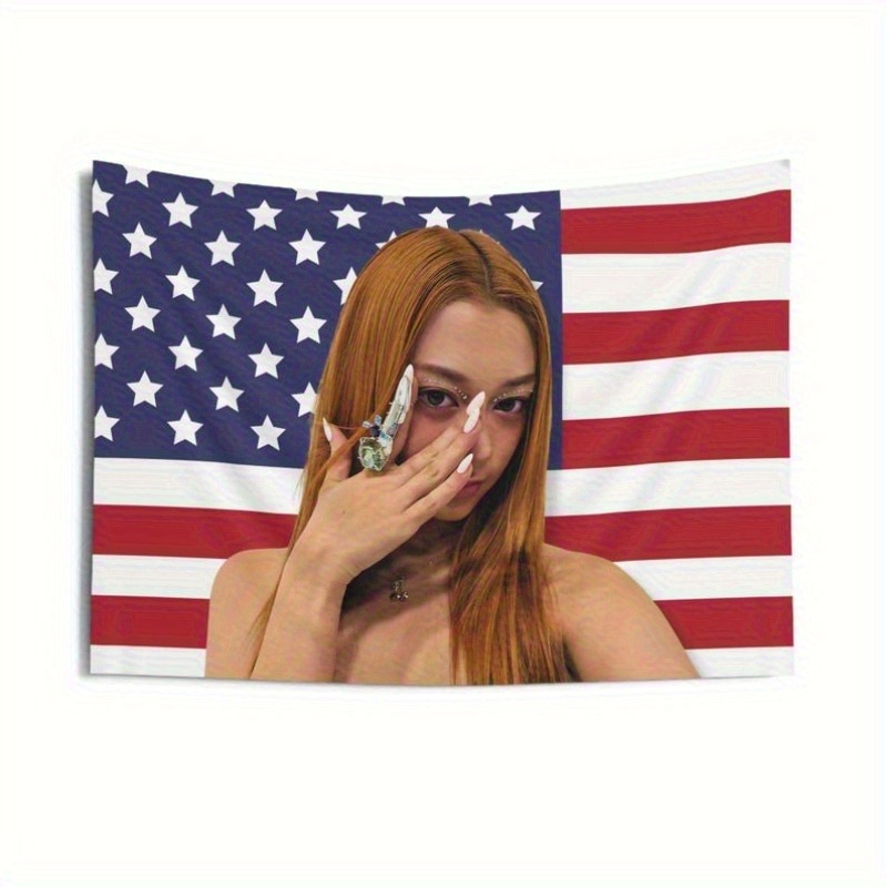 TEMU 1pc American Flag Tapestry Wall Hanging - Horizontal Patriotic Stars & Stripes With Art, Lightweight Breathable Polyester Suitable For For Home
