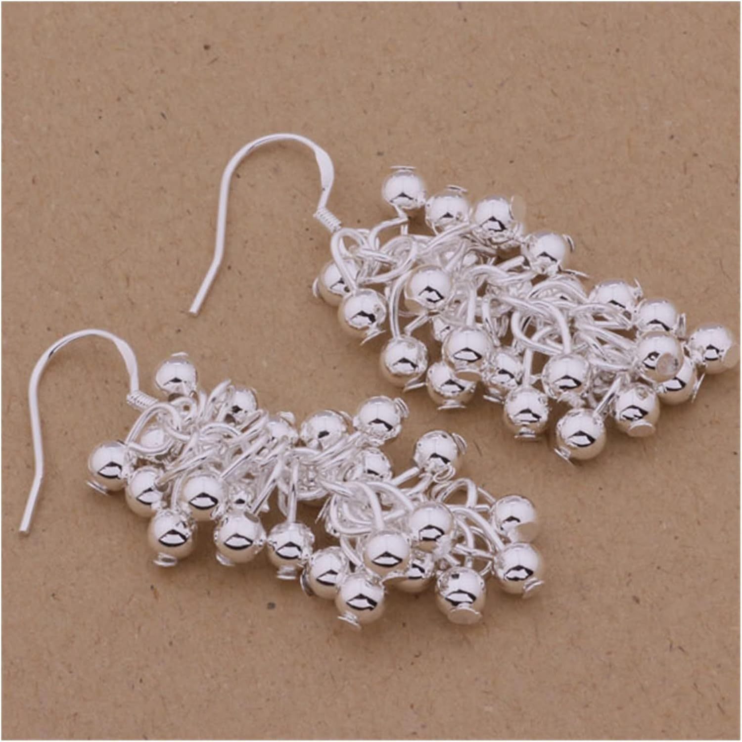 

Hot 925 Sterling Silver Creative Grape Beads Drop Earrings For Woman Fashion Gifts Elegant Jewelry