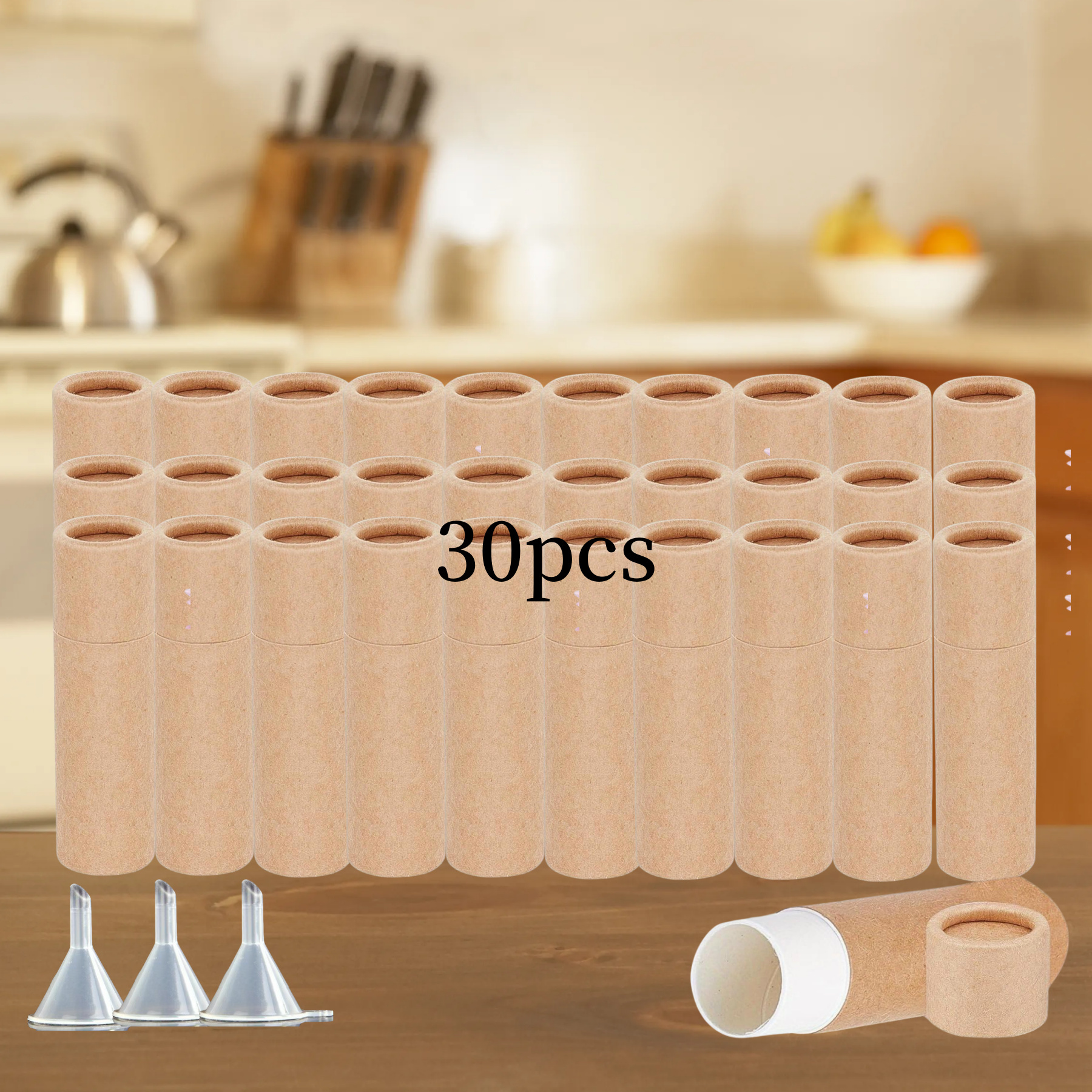 E-shop 30 Stück 5g Nachfüllbare Karton Lippenbalsam Tuben Set, Runde Karton Leere Lipgloss Behälter, Festes Parfüm Kosmetikboxen, Geeignet für Lipgloss