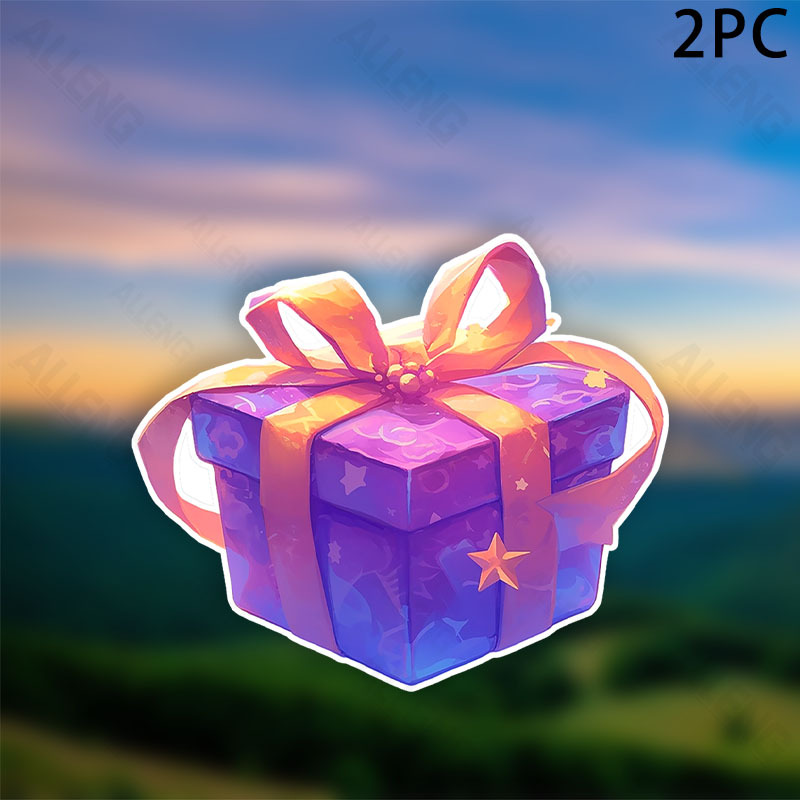 TEMU Paquete de 2 Stickers de Vinilo con Ilustración de de Regalo Grande de 7.5 Pulgadas - Diseño y Cielo Estrellado con Cinta Naranja, Stickers Mate