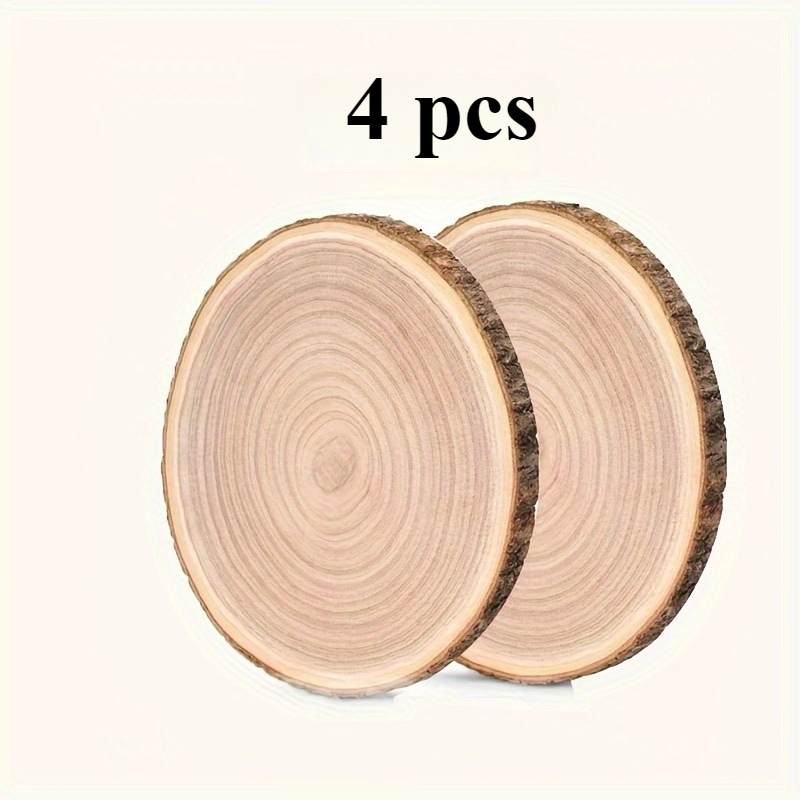Image of 4pcs Large Natural Wood Slices For Table Centerpieces, Crafts, Painting, Decor, Weddings & Diy Projects - Perfect Christmas Ornaments Wood Cutouts For Crafts Wood Pieces For Crafts