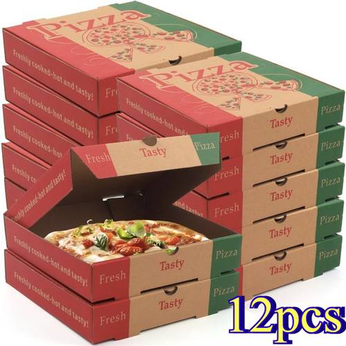 12pcs 7 inches corrugated pizza boxes colorful pizza boxes takeaway boxes bakery packaging boxes for pizza cake food 7 3 x 7 6 inches