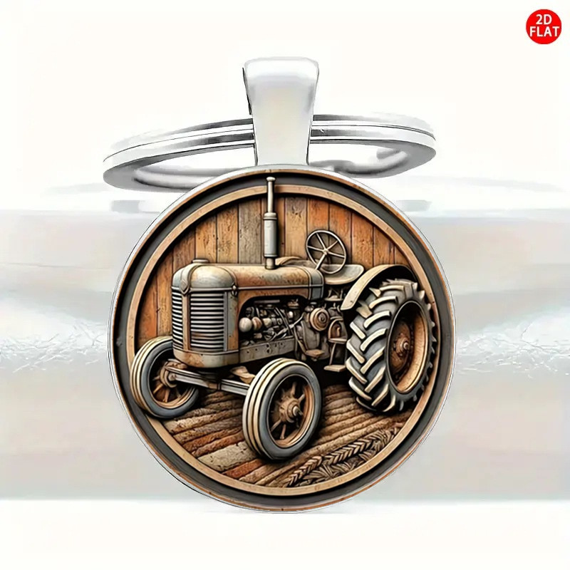 TEMU Porte-clés 2D plat - Design sur le thème de l'agriculture rurale, idéal pour de matériel agricole, parfait pour les sacs, sacs à dos, porte-clés