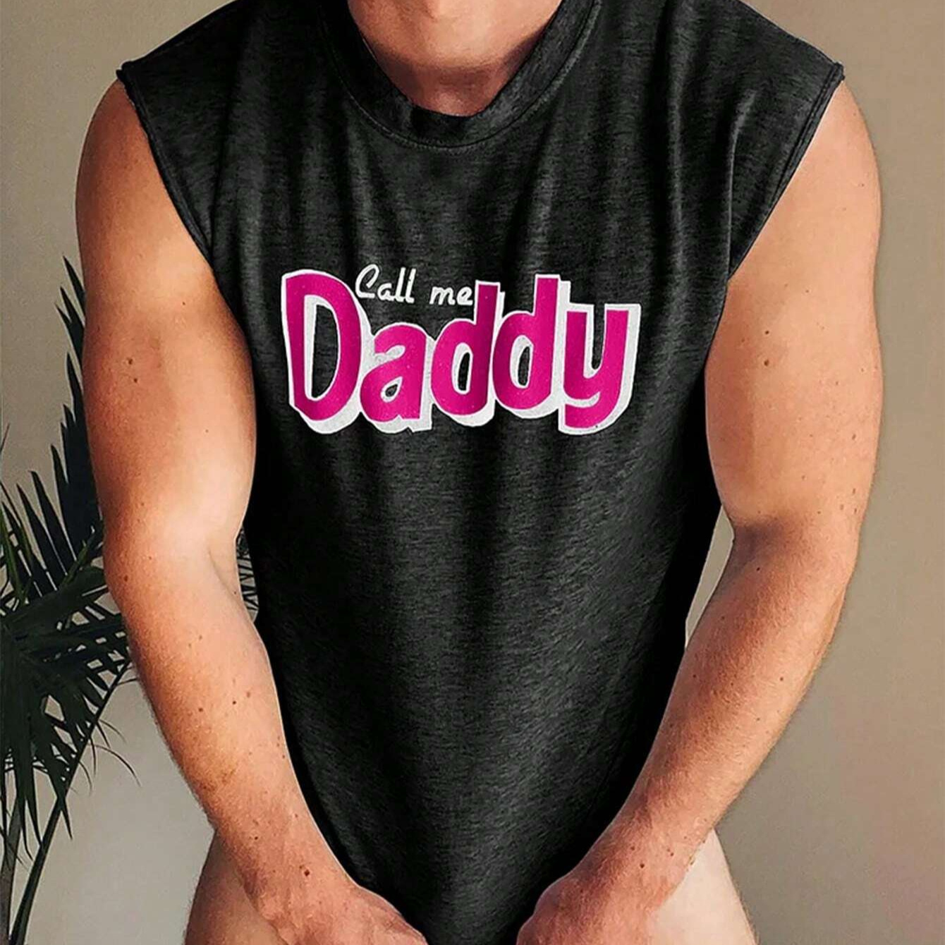 Men'S "Call Me Daddy" Print Sleeveless Knit T-Shirt