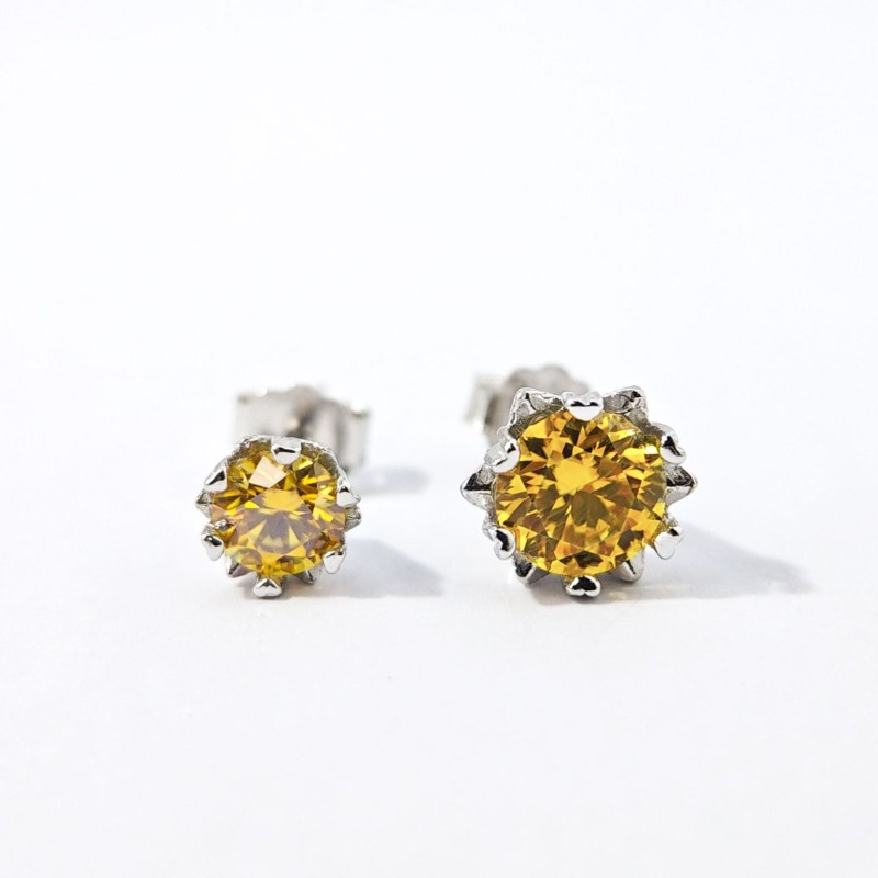 Yellow Moissanite 925 Silver Snowflake Earrings, Heartfelt Gift