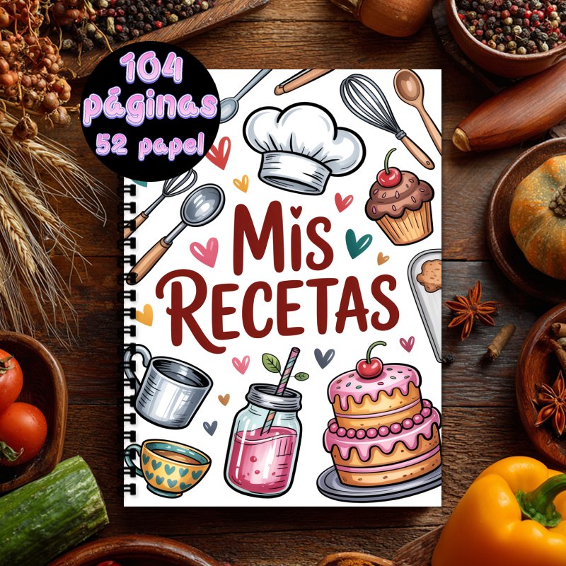 TEMU 1 Libro de Recetas Españolas | 1 Cuaderno A5 con , Colección de Recetas para Hombres y Mujeres (Capacidad para 100 Recetas), Diario de Cocina y