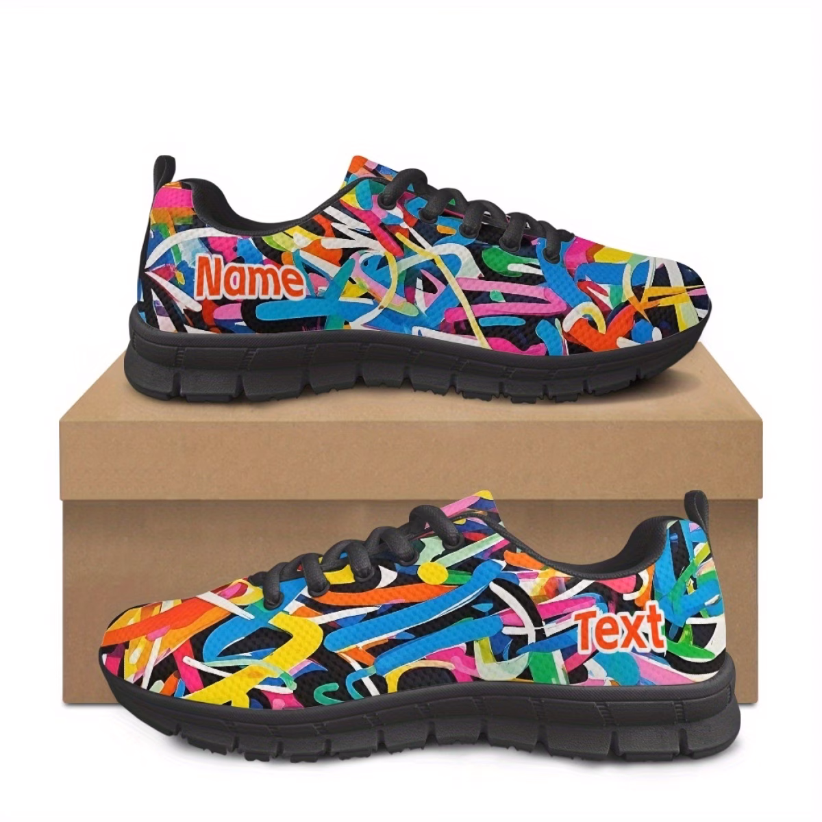Graffiti-style Printed Daily Commuting Sneakers&co...