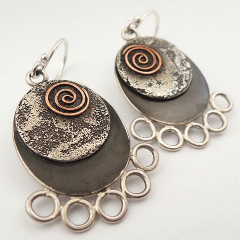 Vintage Ethnic Spiral Oval Dangle Earrings