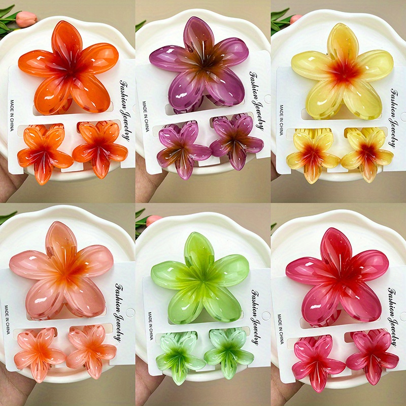 5 Stück Hibiskus-Blumen-Haarklammern – Extra Große Hawaii-Blumen, Verschiedene Farben