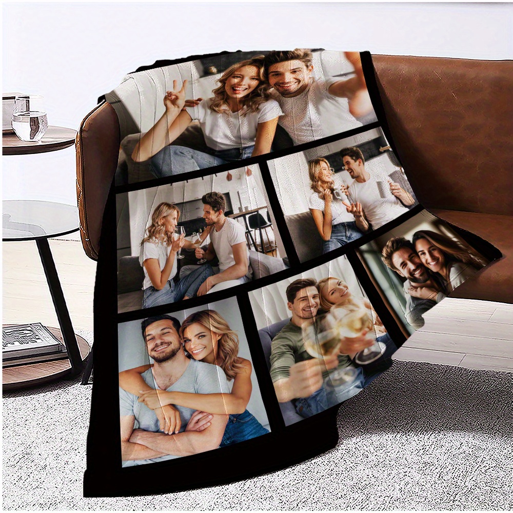 personalized flannel photo blanket soft warm cozy custom picture throw   gifts office bed couch camping travel details 4