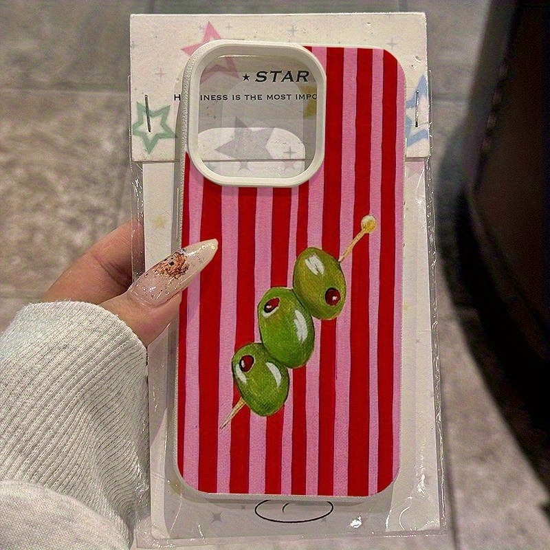 TEMU para teléfono: a prueba de caídas con de y de oliva a rayas rosas, compatible con la serie Apple iPhone 17 16 15 14 13 12 Pro Max. Diseño