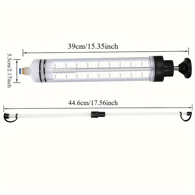 TEMU Car Oil Change Pump & Manual Injector - Brake Fluid & Transmission Fluid Extractor With Transparent Cylinder, Ergonomic Handle & Adjustable