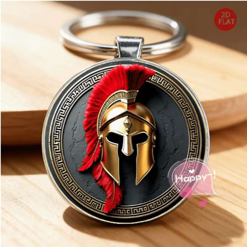 TEMU 2d Flat, 1pc 2d Flat Spartan Keychain - Historical / Military / Ancient Greek Enthusiast Gift Memorial Pendant, 2d Flat