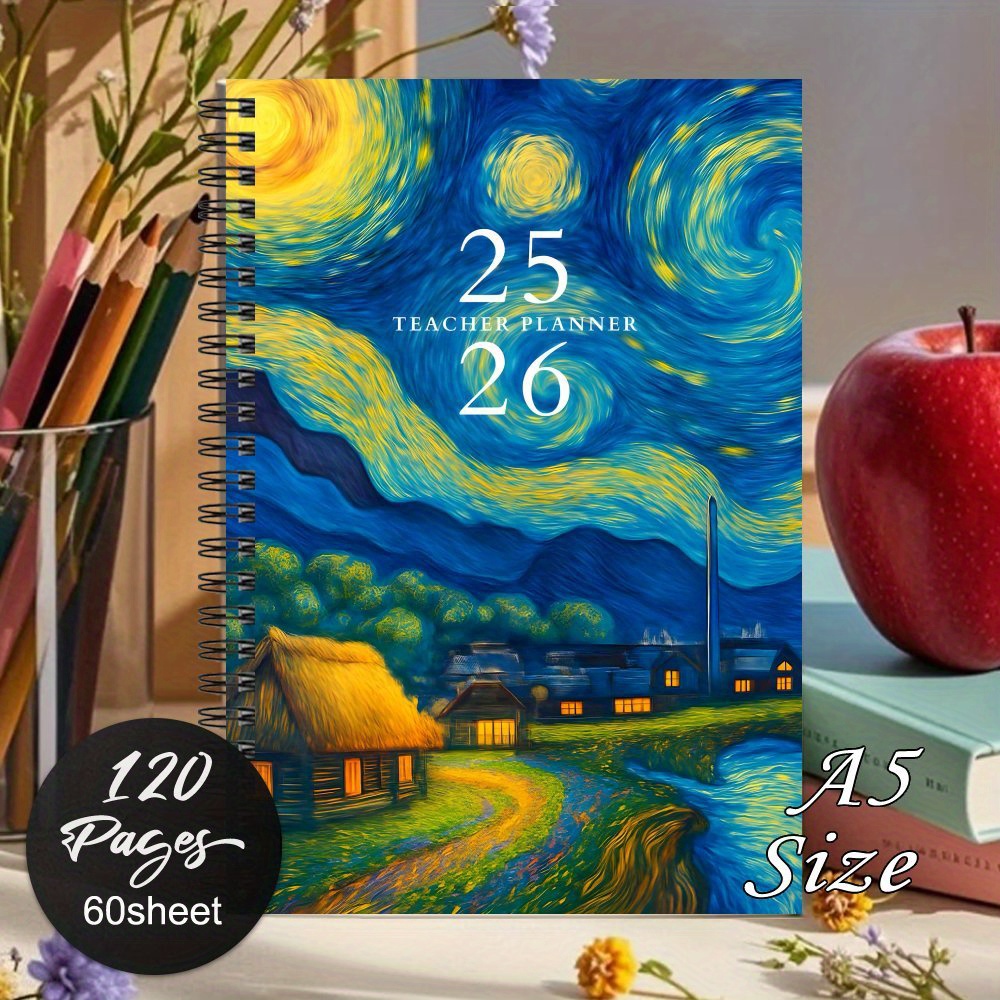 TEMU 1pz Planner per Insegnanti 2025-2026 - Calendario settimanale e mensile a spirale per l' scolastico con design " ", Planner per scuola e lavoro,
