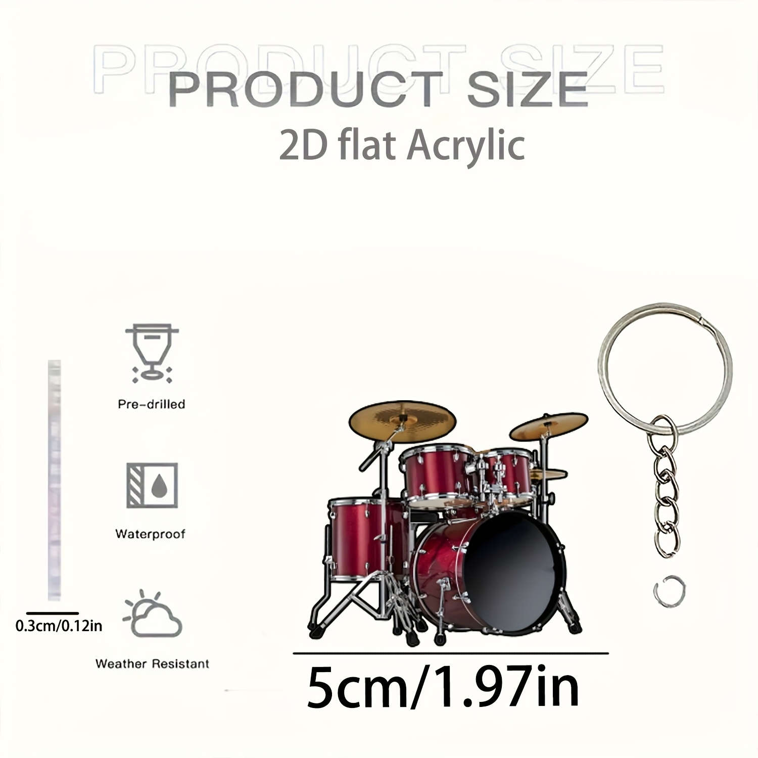 TEMU Piatto 2D, Ornamento Piatto 2D in Acrilico Nuovo di Zecca per Appassionati di Batterie, Decorazione per Specchietto Retrovisore 'Auto, Accessori