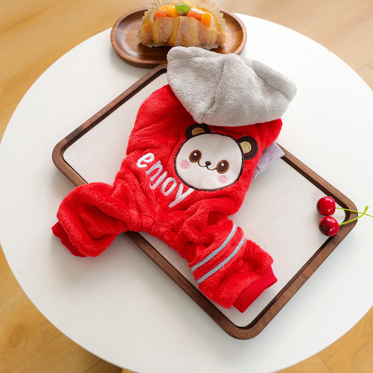 TEMU Clothes, Autumn And Winter Cute Panda Cartoon Pattern Bodysuit, Thick Warm Winter Transformation Four-legged Pet Apparel