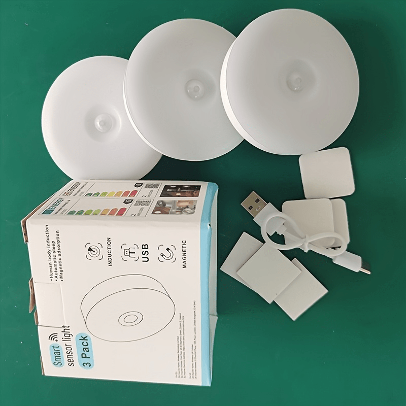 TEMU Set da 1/3 Luce Notturna LED con di Ricaricabile USB, Luce /, Interruttore ad Attivazione di , Batteria Ricaricabile a Lunga , Design Elegante ,
