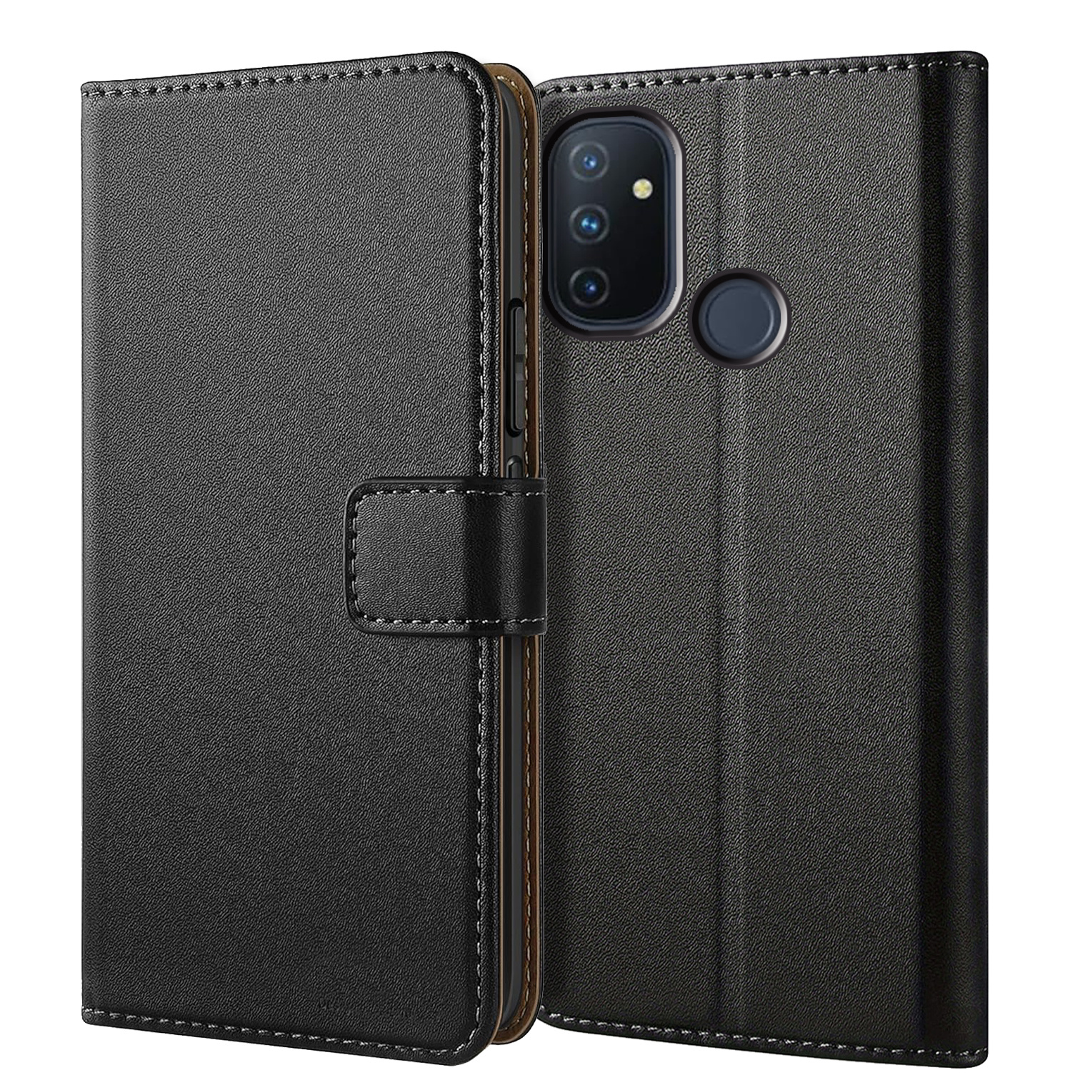 TEMU Phone Case - Protective Phone Cover For Oneplus Nord N100 Featuring A Black Faux Leather Wallet Case With A Kickstand And Card Slot