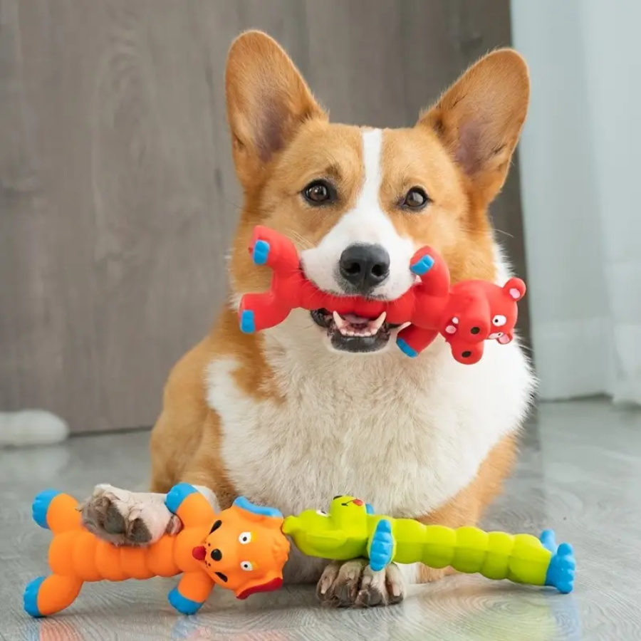 Dog Squeaky Toy, Teddy Bulldog, Teeth Cleaning Chew Toy, Durable and Bite-Resistant Pet Supplies, Self-Entertainment Dog Toy