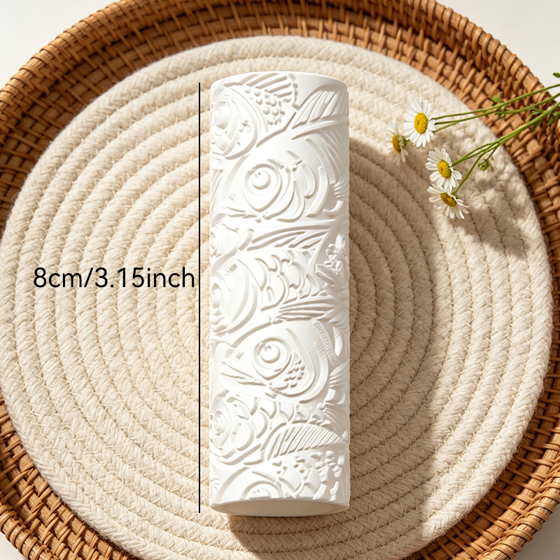 TEMU Pattern Embossing Texture Roller, Plastic Polymer Material, Soft Clay Embossing Tool, Durable Clay Molds, Handmade Craft Decoration Supplies,