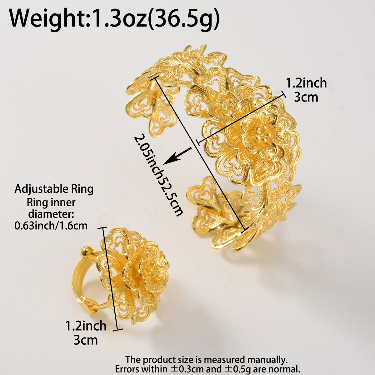 Middle Eastern Vintage Floral Patchwork Bangle & Ring Set