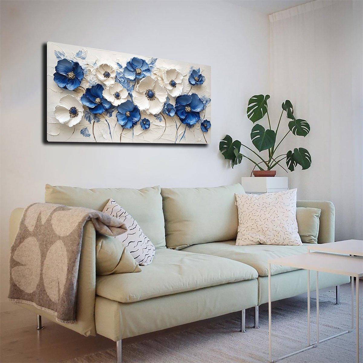 

Abstract Floral Canvas Art, 20x40" - Vintage-inspired Oil Painting Style For Living Room, Bedroom, Office Decor | , Minimalist Modern Wall Hanging