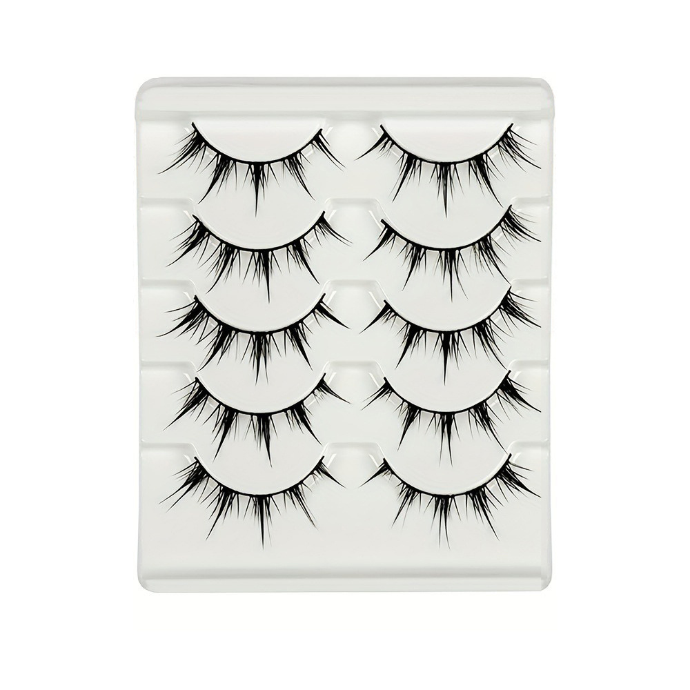 5 Pairs Anime False Eyelashes Compatible For - -curve Volume Lashes, Formaldehyde-free Small Volume Wispy Lashes (5mm-5) For Anime Look