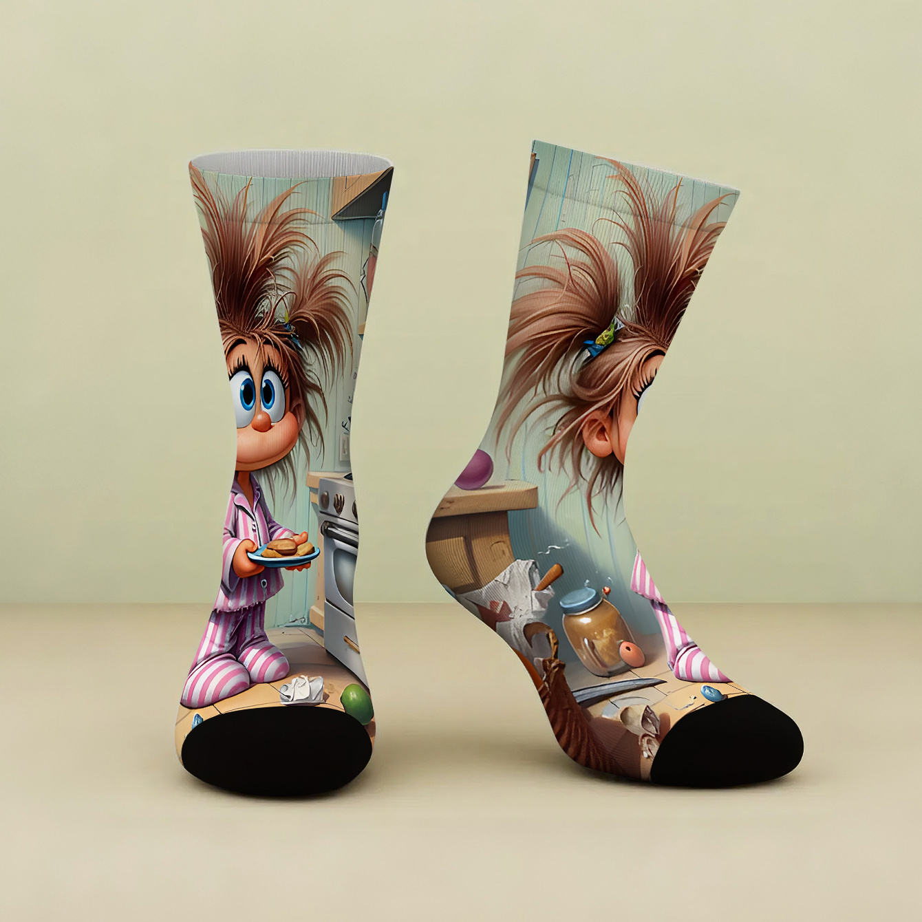 TEMU Of Printed Mid-calf Socks, High-quality Women's Socks With Pattern, Suitable For Wearing Striped Pajamas, Comfortable And Stylish Men's Socks, A